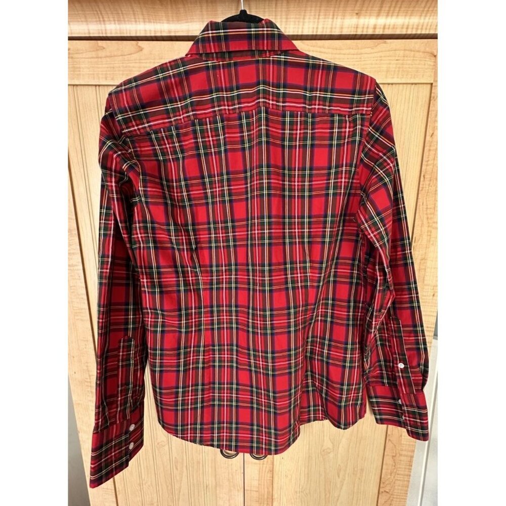 Lands' End Shirt Women's Size 10 Non-Iron Supima Button Up Red Tartan Plaid XMAS - Picture 3 of 3